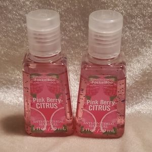 2 Bath & Body Works Pink Berry Citrus PocketBac Hand Gel Anti-Bact…